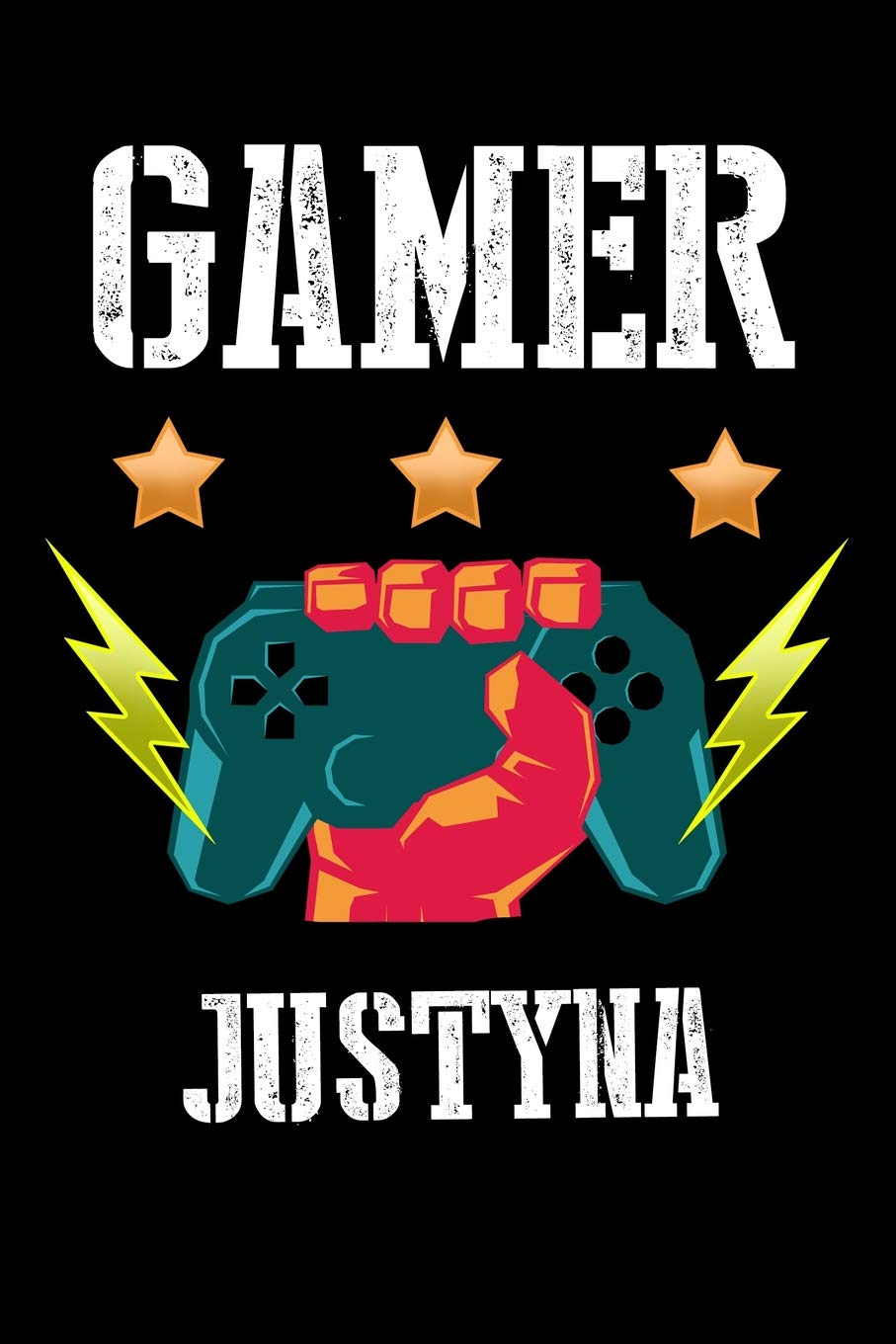 Gamer Justyna: Kariertes Notizbuch mit 5x5 Karomuster für deinen personalisierten Vornamen Books