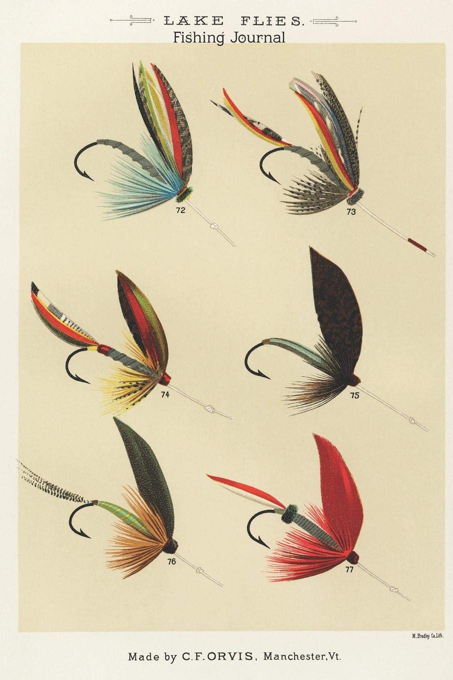 Lake Flies Fishing Journal, Made by C.F. Orvis Manchester VT: Fishing Diary for Serious Fishermen or Weekend Warriors Hobbies Log Weather, Rod, Bait, ... Grandpa, Mom, Sister, Grandma, Aunt Friend book