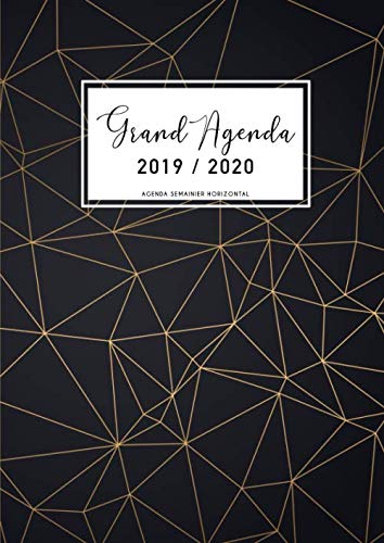 Grand Agenda 2019-2020: Agenda Semainier Horizontal 2019 2020 - Agenda de Juillet 2019 à Décembre 2020, Semainier grand format 21x29cm (Din A4), ... de rendez-vous, motif géométrique noir & or book