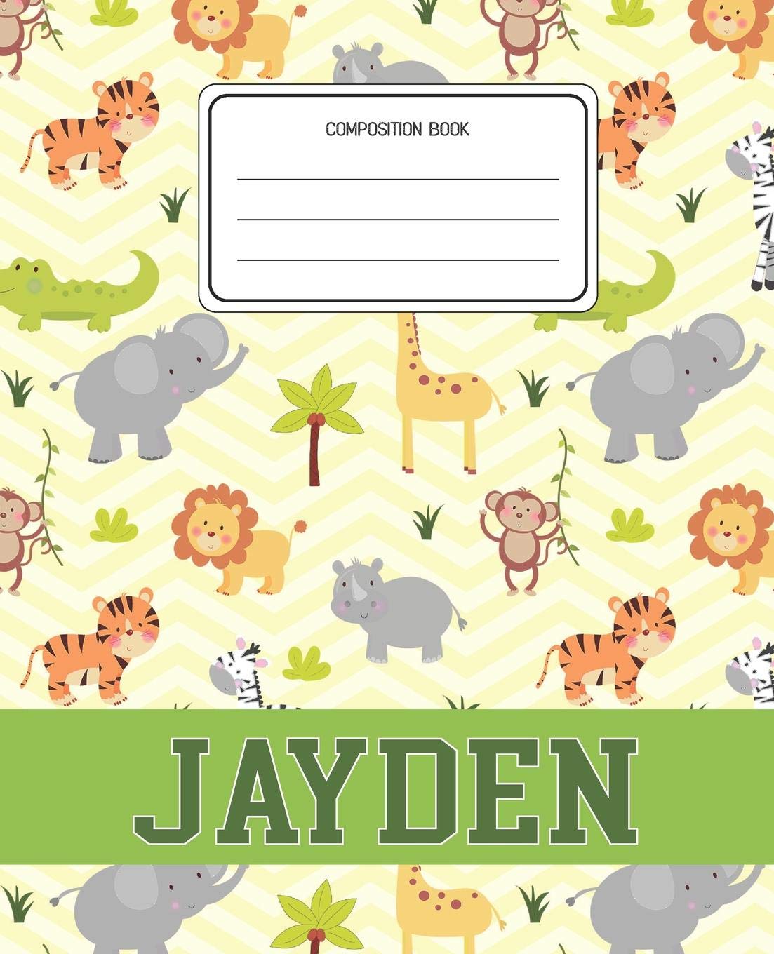 Composition Book Jayden: Lion Safari Animals Pattern Composition Book Name Jayden Personalized Lined Wide Rule Notebook for Boys Kids Back to School Preschool Kindergarten and Elementary Grades K-2 Education & Training