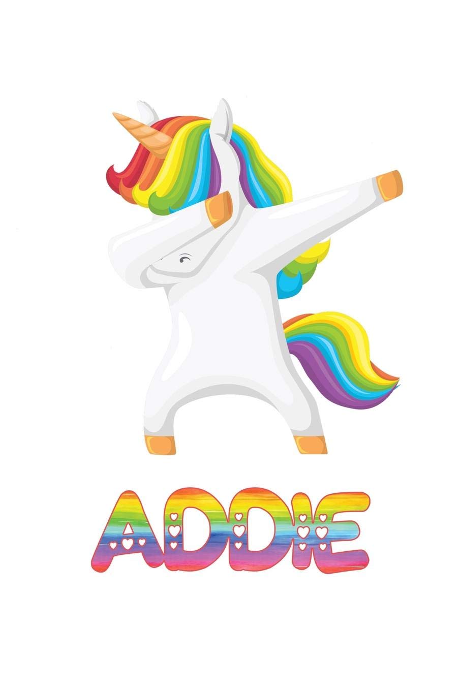 Addie: Addie 6x9 Journal Notebook Dabbing Unicorn Rainbow Essays & Short Stories