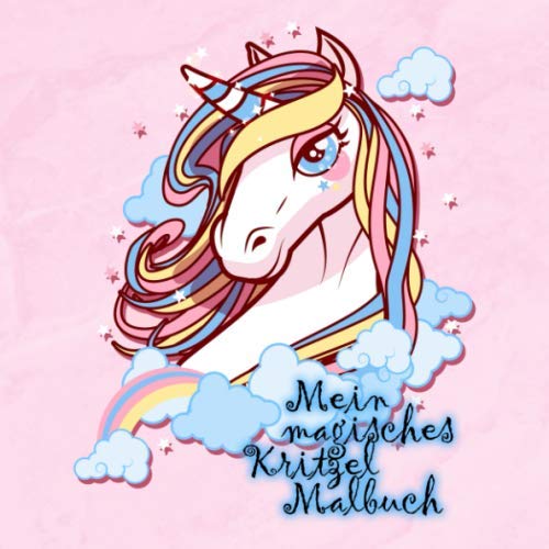Mein magisches Kritzel Malbuch: für Mädchen ab 2 Jahren | Kritzelbuch | tolle Märchen und Einhorn Malvorlagen | Vorlagen extra gross | ca. 21x21 cm | 40 Seiten Manga