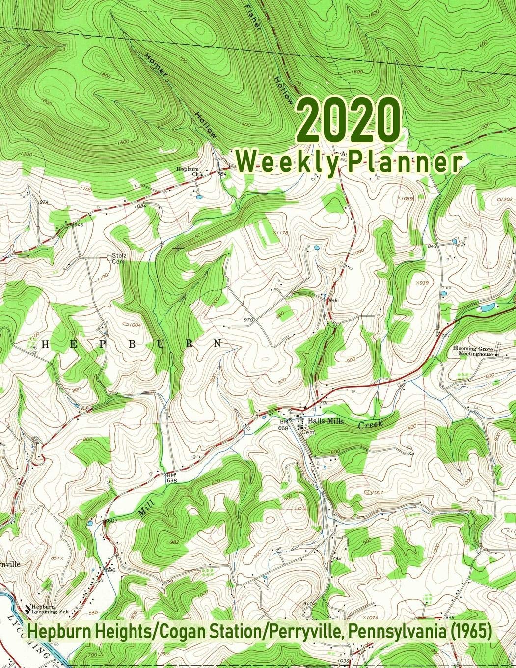 2020 Weekly Planner: Hepburn Heights/Cogan Station/Perryville, Pennsylvania (1965): Vintage Topo Map Cover Nature & Animals