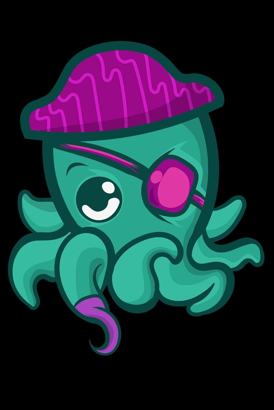 Journal: Green Octopus Pirate Captain Cute Squid Black Lined Notebook Writing Diary - 120 Pages 6 x 9 Social Sciences