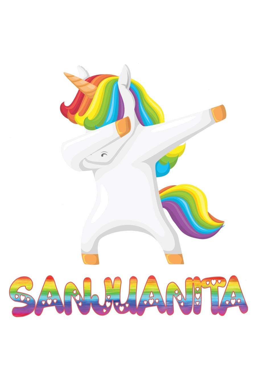 Sanjuanita: Sanjuanita 6x9 Journal Notebook Dabbing Unicorn Rainbow Essays & Short Stories