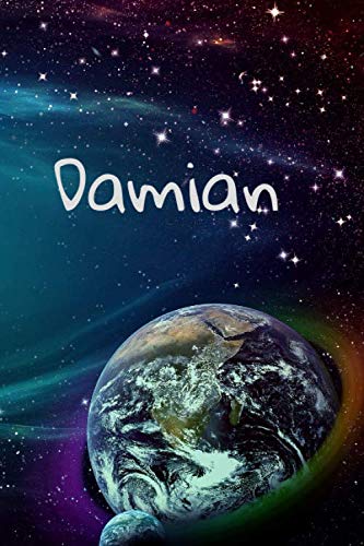Damian: Personalise Space Cover Notebook | 160 Ruled Pages | 6x9 Journal | Paperback Diary | Glossy Finish Essays & Short Stories