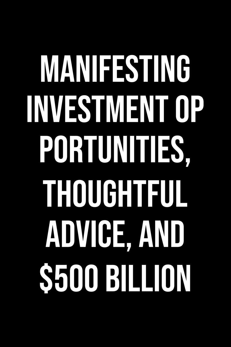 Manifesting Investment Opportunities Thoughtful Advice And 500 Billion: A soft cover blank lined journal to jot down ideas, memories, goals, and anything else that comes to mind. Books