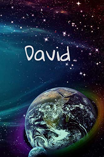 David: Personalised Space Cover Notebook | 160 Ruled Pages | 6x9 Journal | Paperback Diary | Glossy Finish Essays & Short Stories