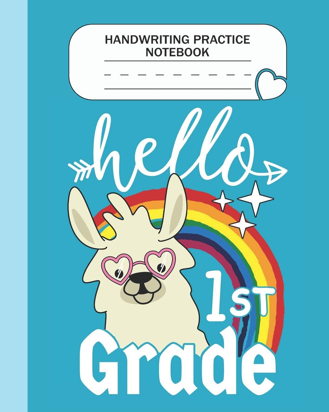 Handwriting Practice Notebook - Hello 1st Grade: First Grade Level K-3 Learn and Practice Handwriting Paper Notebook With Dotted Lined Sheets / Dotted ... Practice Kindergarten Students - Llama Lovers Tiptoi & Games