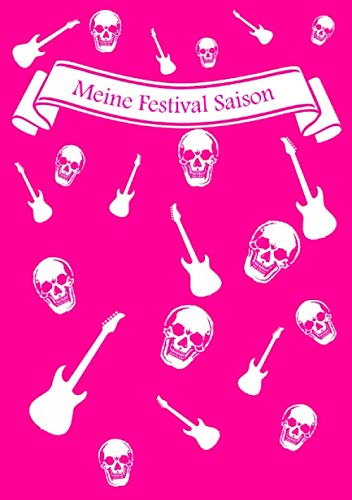 Meine Festival Saison: Erinnerung an Musikfestival Besuche I 120 karierte Seiten I zum selbst gestalten I Motiv: Totenköpfe Rosa Arts & Music