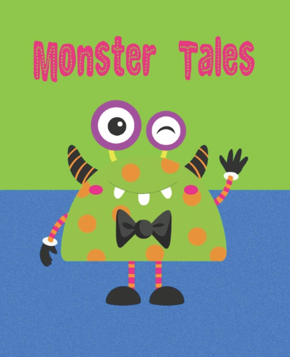Monster Tales: Interlined notebook for young storytellers, 120 pages with half interlined and half plain design, Cute monster cover book