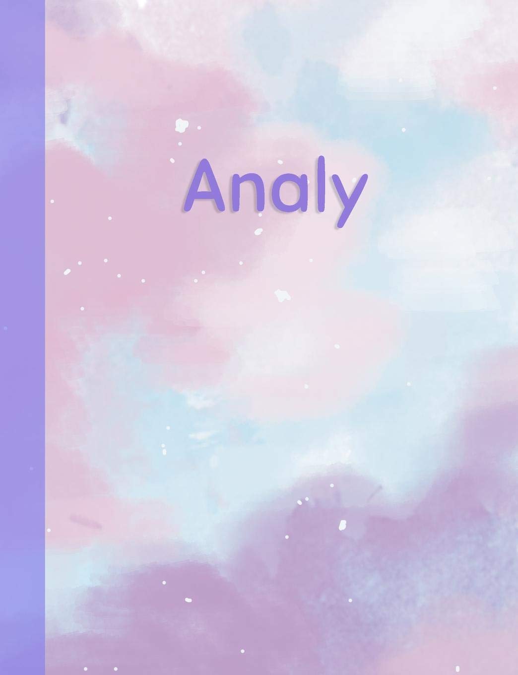 Analy: Personalized Composition Notebook – College Ruled (Lined) Exercise Book for School Notes, Assignments, Homework, Essay Writing. Pink Blue Purple Cover Art - Cloud Marble with Name book