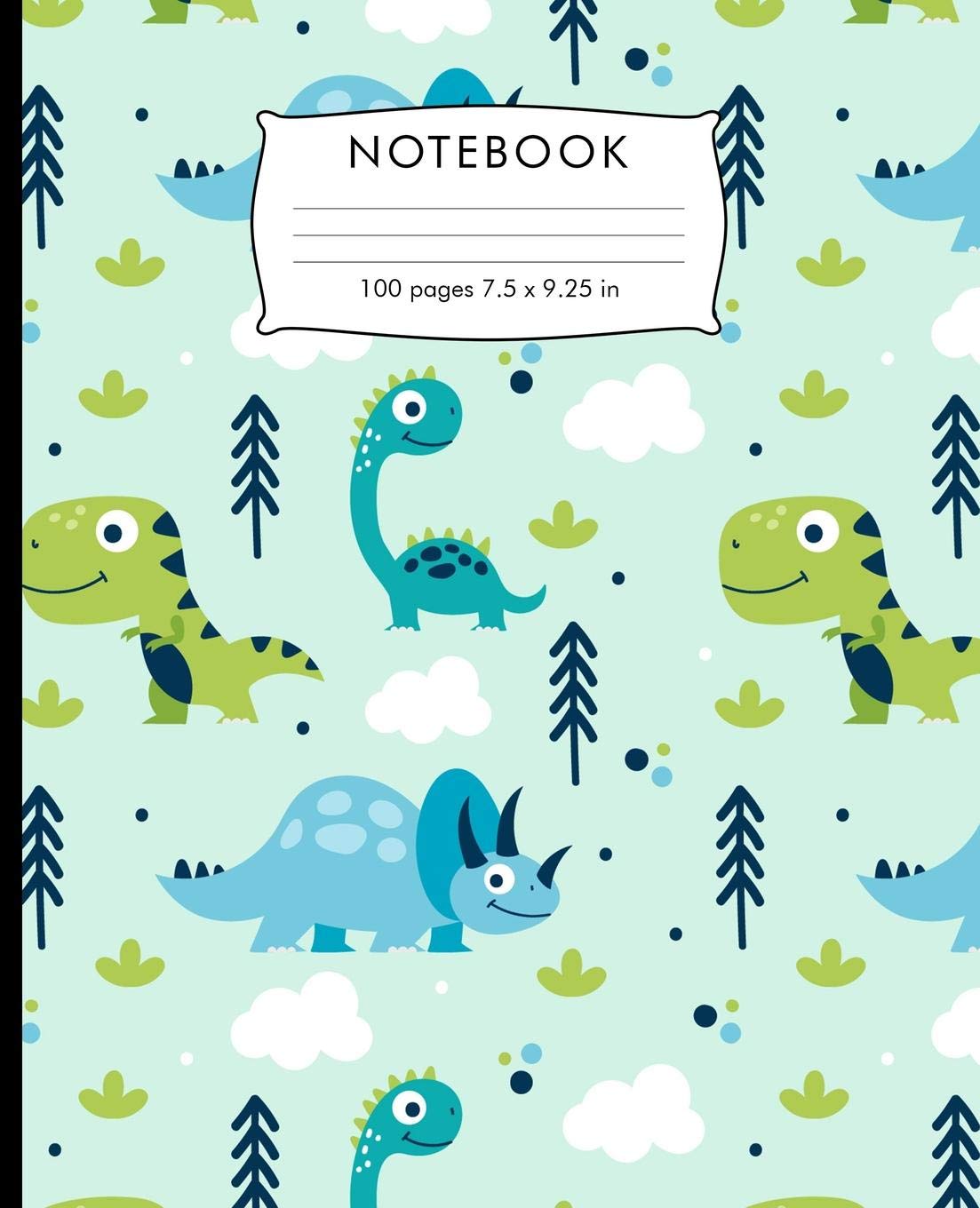 Notebook: Colorful dinosaurs pattern Composition Notebook. 100 pages College Ruled Book 7.5 x 9.25 in journal for elementary students, teachers, girls, boys, kids, college students. book