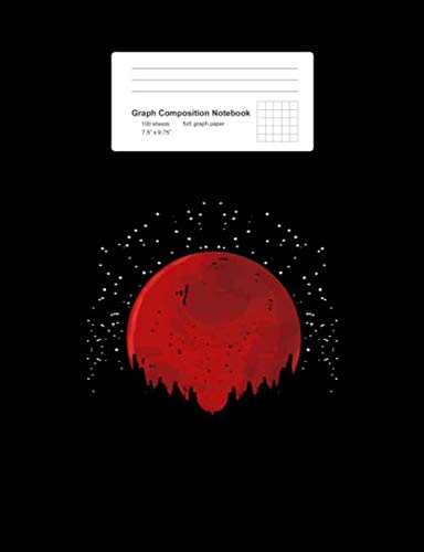 Graph Composition Notebook: Green Blood Moon Night Sky Lunar Eclipse Space Gift - Black Math, Physics, Science Exercise Book - Back To School Gift ... Teens, Boys, Girls - 7.5"x9.75" 100 pages Books