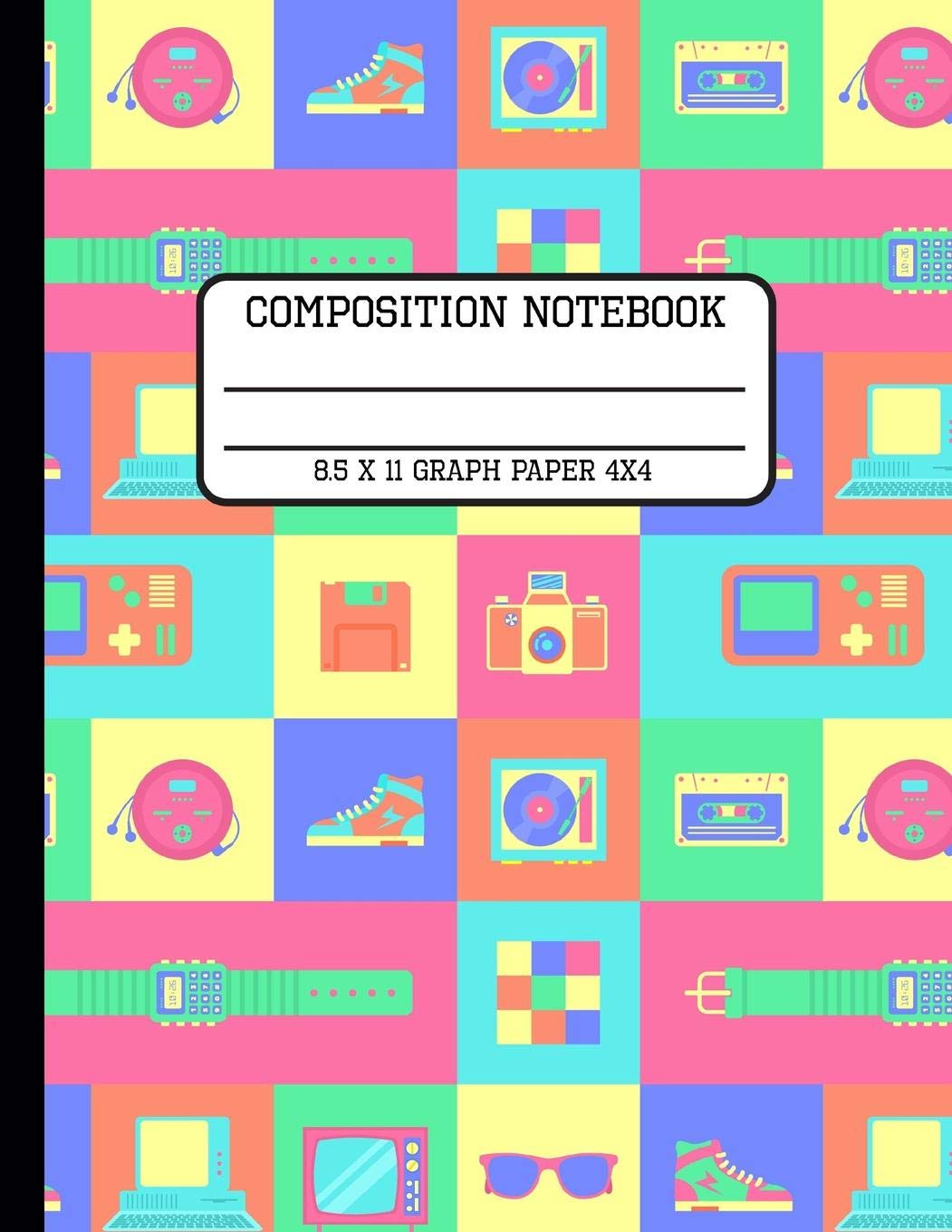 Composition Notebook Graph Paper 4x4: 80s Fun and Trendy Back to School Quad Writing Book for Students 8.5 x 11 inches book