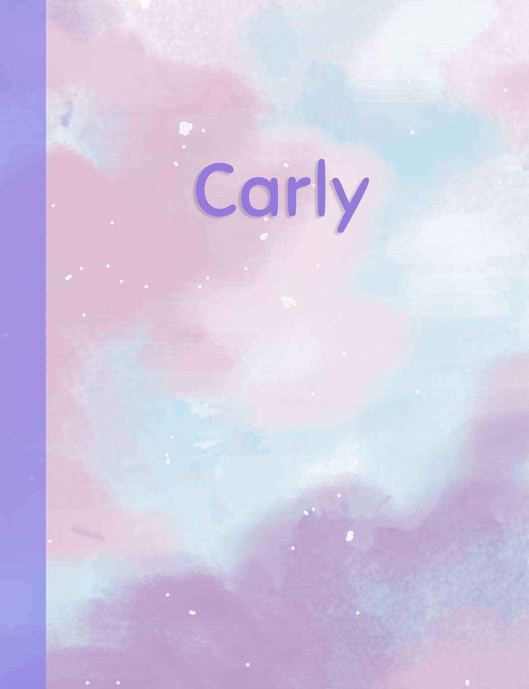 Carly: Personalized Composition Notebook – College Ruled (Lined) Exercise Book for School Notes, Assignments, Homework, Essay Writing. Pink Blue Purple Cover Art - Cloud Marble with Name Study Guides