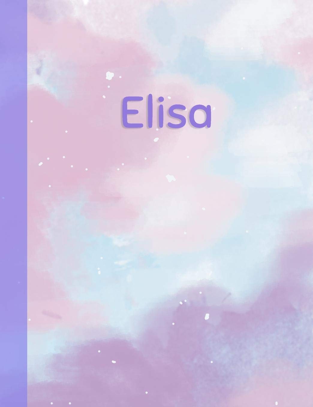 Elisa: Personalized Composition Notebook – College Ruled (Lined) Exercise Book for School Notes, Assignments, Homework, Essay Writing. Pink Blue Purple Cover Art - Cloud Marble with Name Education & Training