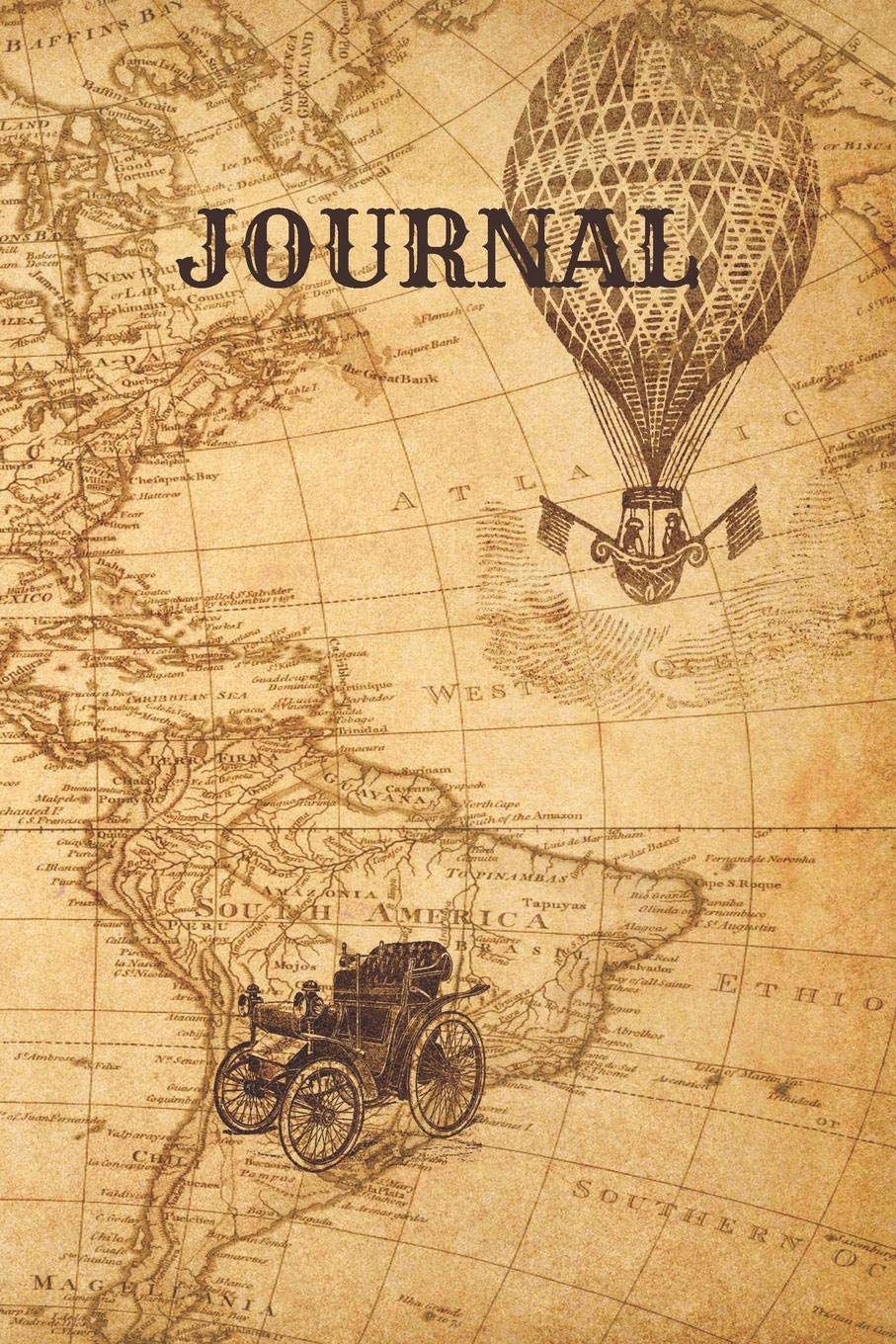 Journal: 120 page, Blank Lined Notebook, Antique Old World Map North and South America Media & Communication