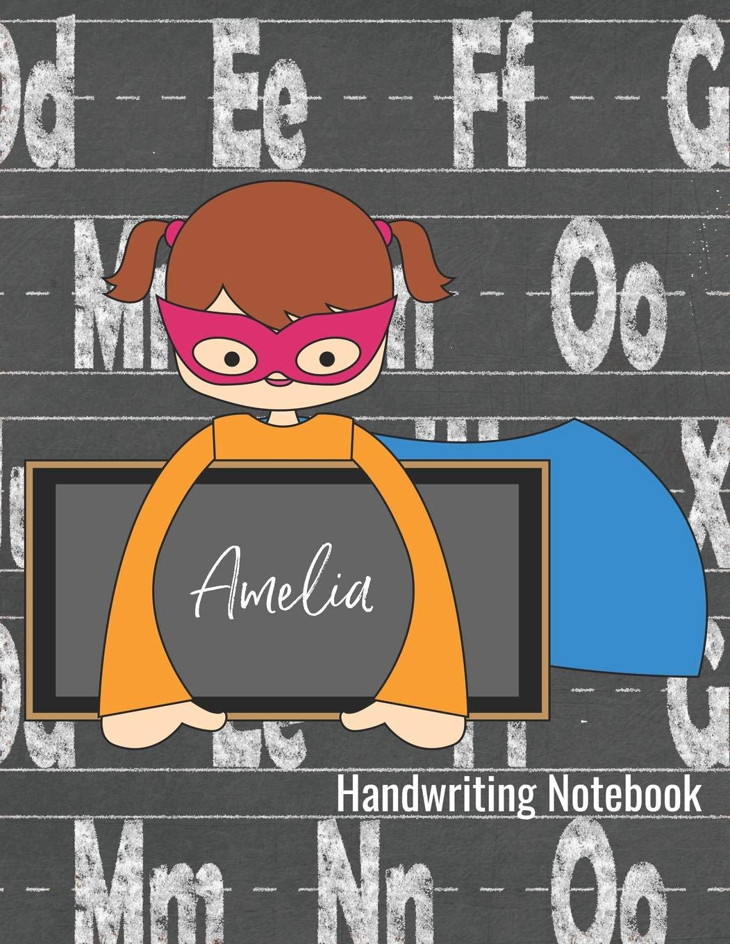 Amelia Handwriting Notebook: Dotted Lined Paper With Sketch Box - Story Paper Writing Journal for K-3 Grade Students Study Guides