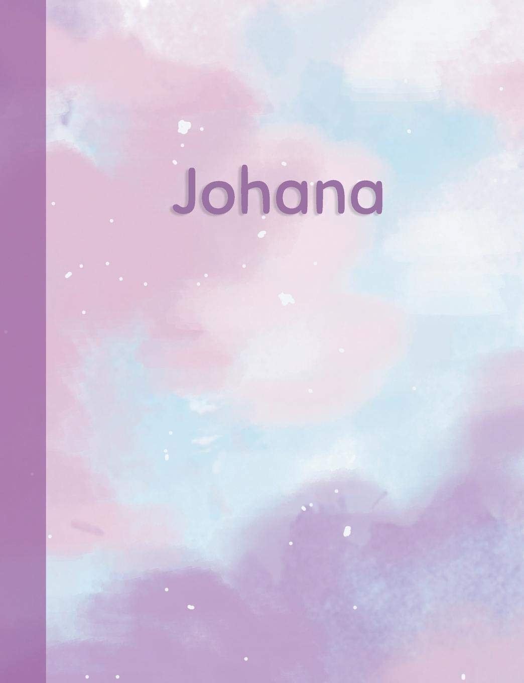 Johana: Personalized Composition Notebook – College Ruled (Lined) Exercise Book for School Notes, Assignments, Homework, Essay Writing. Purple Pink Blue Cover Art - Cloud Marble with Name Study Guides