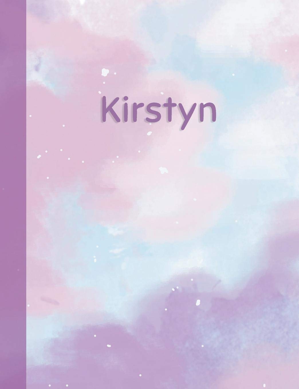 Kirstyn: Personalized Composition Notebook – College Ruled (Lined) Exercise Book for School Notes, Assignments, Homework, Essay Writing. Purple Pink Blue Cover Art - Cloud Marble with Name Study Guides