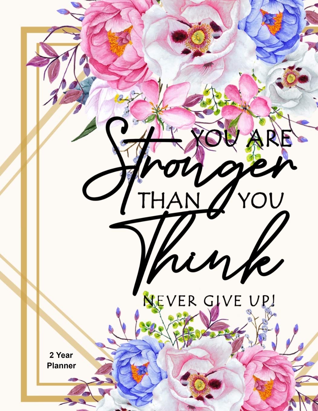 You Are Stronger Than You Think Never Give Up 2 Year Planner: Daily, Monthly, 2 Year Planner, Organizer, Appointment Scheduler, Personal Journal, Logbook, 24 Months Calendar Trendy Cover.... Business, Finance & Career