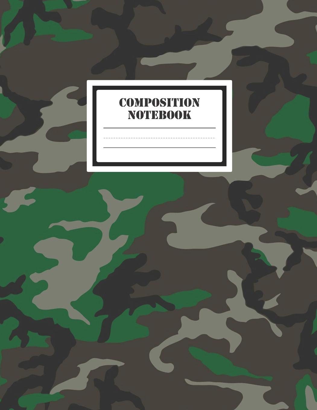 Composition Notebook: A Cool Military Classic Woodland Camo Camouflage Lovers Practice Writing Journal, A Blank 8.5x11" Full Page Composition Notepad ... A-Z & 1-10 With 120 Practice Pages For School Education & Training