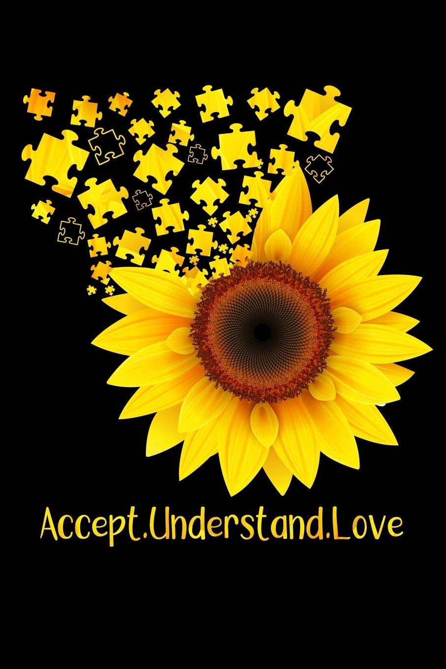 Accept understand love: Autism awareness design puzzel and sunflower fan 120 Page composition Blank Notebook colleg ruled journal for you or your kids boy or girl Film, Art & Culture