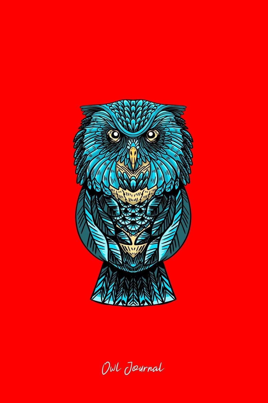 Owl Journal: Dot Grid Journal - Blue Owl Retro Mystical Nocturnal Bird Animal Lover Gift - Red Dotted Diary, Planner, Gratitude, Writing, Travel, Goal, Bullet Notebook - 6x9 120 pages book