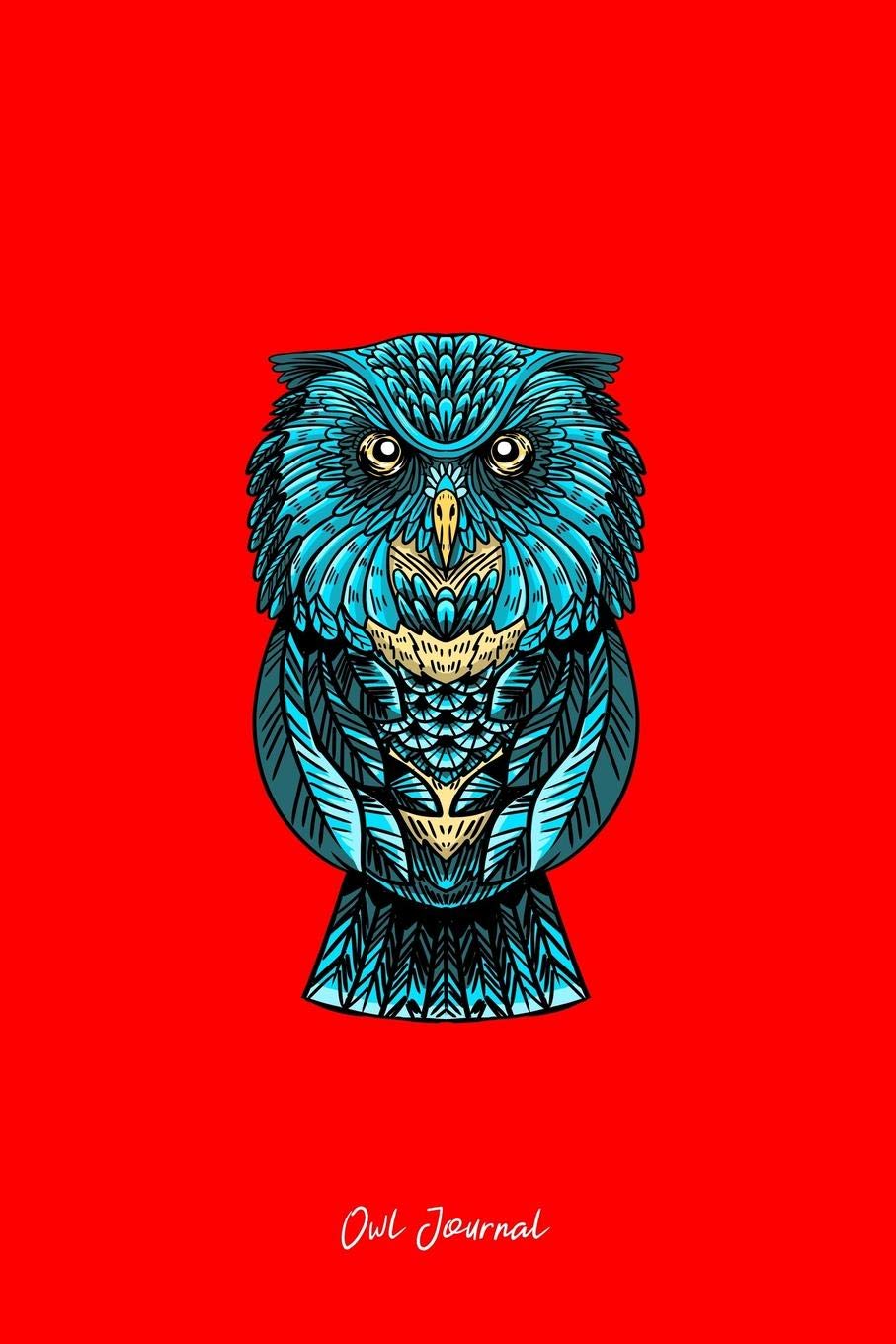 Owl Journal: Lined Journal - Blue Owl Retro Mystical Nocturnal Bird Animal Lover Gift - Red Ruled Diary, Prayer, Gratitude, Writing, Travel, Notebook For Men Women - 6x9 120 pages Books