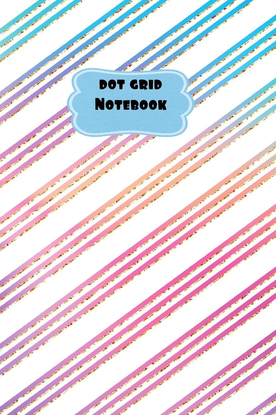 Dot Grid Notebook: Pink, Purple and Blue Diagonal Striped Theme-6 x 9" 150 dotted pages for Artists,Architects or Writers Reading Aloud & Learning to Read