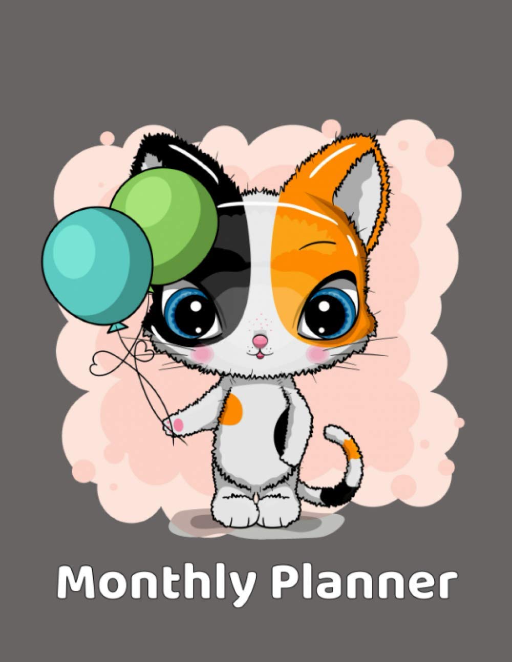 Monthly Planner: Japanese Kawaii Design Animal Garden & Plants
