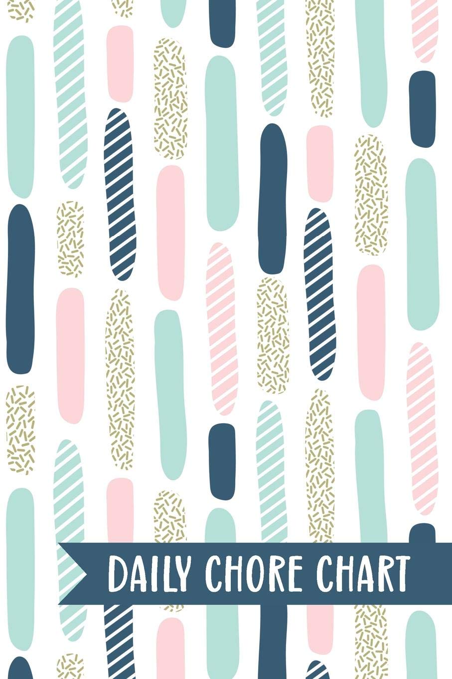 Daily Chore Chart: Pink Mint Modern Stripes Kids Weekly Checklist Task Family Behavior Journal Small Reward Tracking Organizer List For Children Routine Reusable Chores Responsibility Training System Books