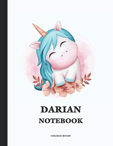 DARIAN College Ruled Notebook: Cute Unicorn 150 Page Personalized Blank College Ruled Lined School Notebook / Journal for Girls & Women. School ... Diary Notes Keeping Journaling Composition Business, Finance & Career