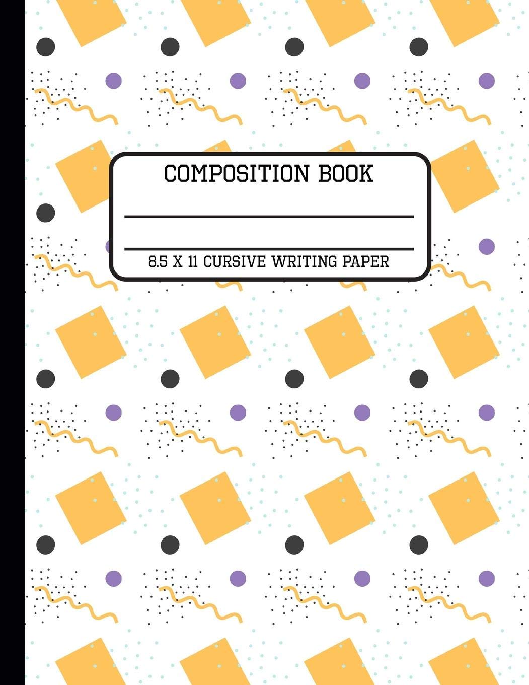 Composition Book Cursive Writing Paper: Trendy 80s Geometric Vintage Back to School Writing Notebook for Students and Teachers in 8.5 x 11 Inches Learning & Reference