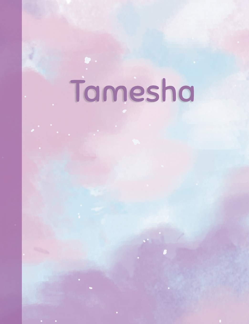 Tamesha: Personalized Composition Notebook – College Ruled (Lined) Exercise Book for School Notes, Assignments, Homework, Essay Writing. Purple Pink Blue Cover Art - Cloud Marble with Name Study Guides