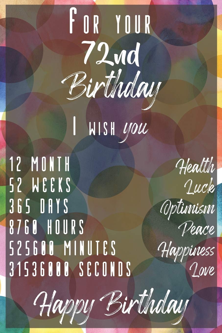 For your 72nd Birthday I wish You: Lined Birthday Journal and Unique Greeting Card I Gift Alternative for Women and Men Books