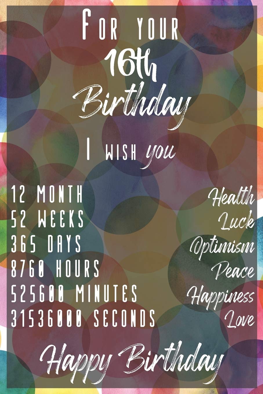 For your 16th Birthday I wish You: Lined Birthday Journal and Unique Greeting Card I Gift Alternative for Women and Men Books