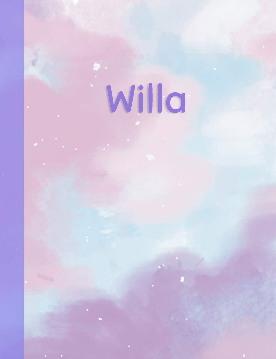 Willa: Personalized Composition Notebook – College Ruled (Lined) Exercise Book for School Notes, Assignments, Homework, Essay Writing. Purple Pink Blue Cover Art - Cloud Marble with Name Study Guides