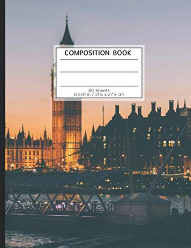 COMPOSITION BOOK 80 SHEETS 8.5x11 in / 21.6 x 27.9 cm: A4 Dotted Paper Notebook | "London Sunset" | Workbook for Teens Kids Students Boys | Notes School College | Grammar | Languages | Art Non-fiction