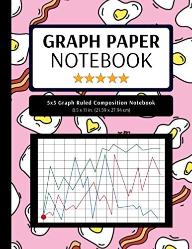 5x5 Graph Ruled Composition Notebook: 100 Pages, 5x5 Graphing Grid Paper, Bacon and Eggs (Extra Large, 8.5x11 in.) Learning & Reference