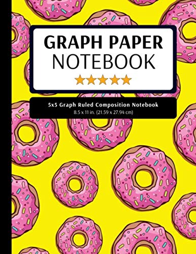 5x5 Graph Ruled Composition Notebook: 100 Pages, 5x5 Graphing Grid Paper, Pink Donuts (Extra Large, 8.5x11 in.) Learning & Reference