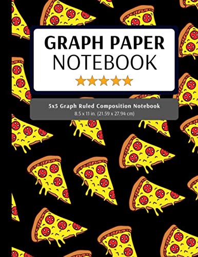 5x5 Graph Ruled Composition Notebook: 100 Pages, 5x5 Graphing Grid Paper, Pizza Black (Extra Large, 8.5x11 in.) (Graph Paper Notebooks, Band 12) Learning & Reference