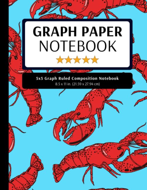 5x5 Graph Ruled Composition Notebook: 100 Pages, 5x5 Graphing Grid Paper, Lobsters Blue (Extra Large, 8.5x11 in.) (Graph Paper Notebooks, Band 15) Mathematics