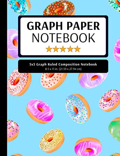 5x5 Graph Ruled Composition Notebook: 100 Pages, 5x5 Graphing Grid Paper, Donuts Blue (Extra Large, 8.5x11 in.) Hobbies & Crafts