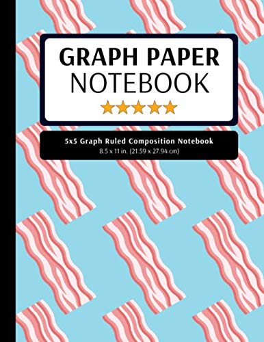 5x5 Graph Ruled Composition Notebook: 100 Pages, 5x5 Graphing Grid Paper, Bacon Blue (Extra Large, 8.5x11 in.) Mathematics