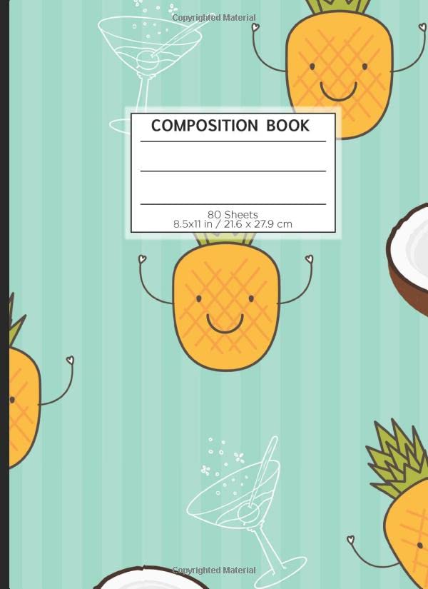 COMPOSITION BOOK 80 SHEETS 8.5x11 in / 21.6 x 27.9 cm: A4 Squared White Rimmed Book | "Cocktail" | Workbook for Teens Kids Students Boys | Writing Notes School College | Mathematics | Physics Non-fiction