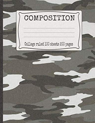 Composition: Black Grey Camo Camouflage Note Writing Notebook College Ruled Book For Students and Teachers Essays & Short Stories
