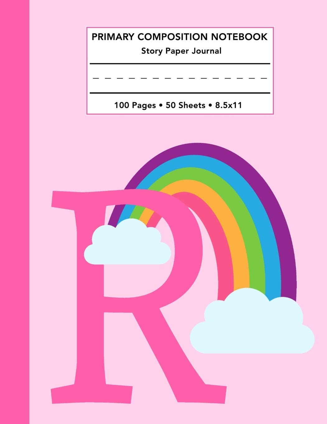 Primary Composition Notebook: Letter R Initial Unicorn Monogram Pink Purple Story Note Book w/ Writing, Drawing & Picture Space - Cute Draw and Write ... - 100 Pages / 50 Sheets - Size 8.5x11 Reading Aloud & Learning to Read