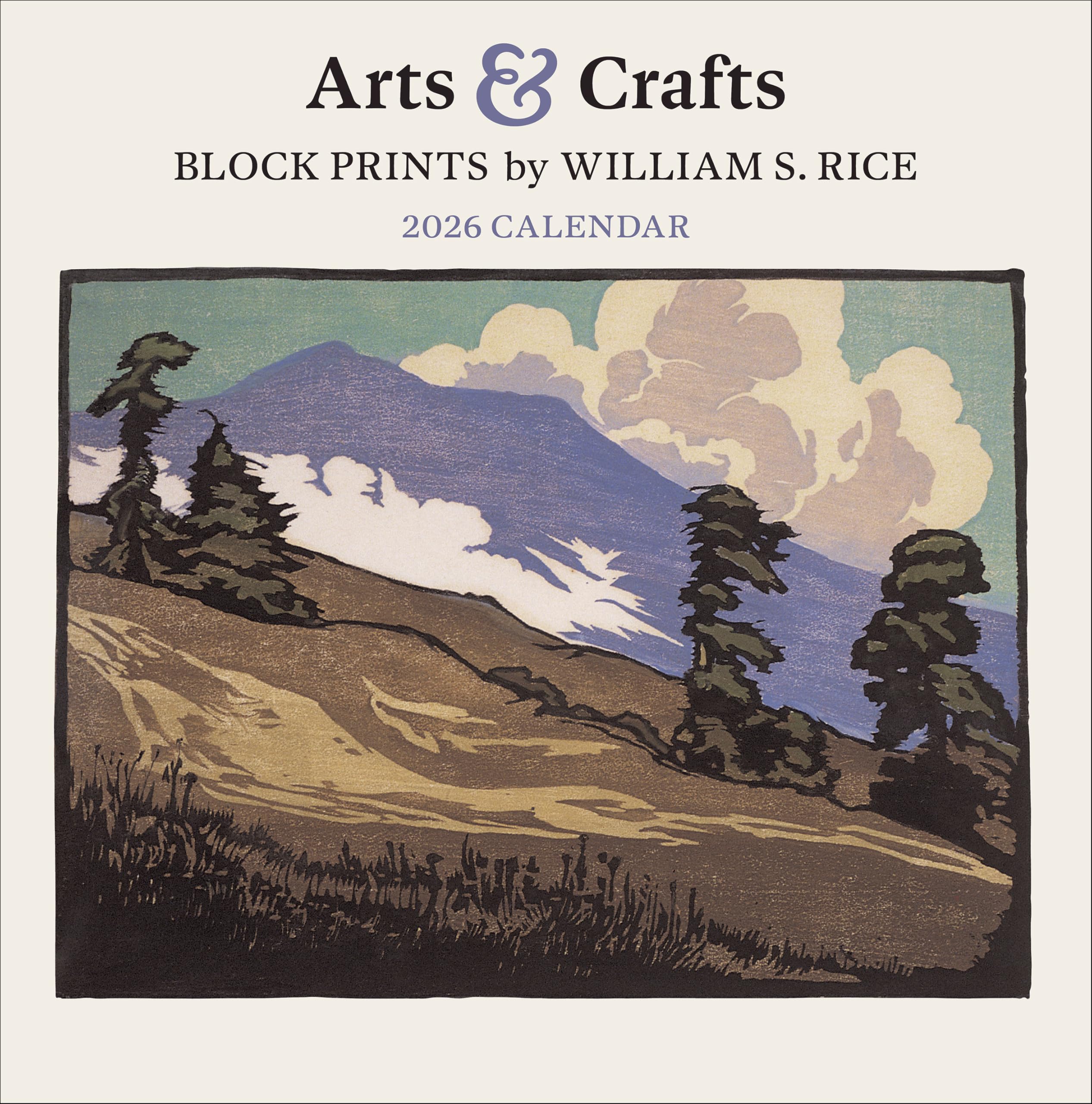 Arts & Crafts Block Prints by William S. Rice 2026 Wall Calendar Film, Art & Culture